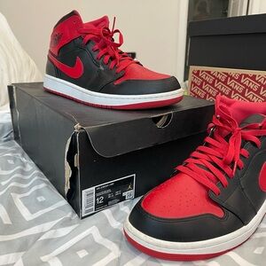Air Jordan 1 Mid (Black, White & Red w/ Original Box)
